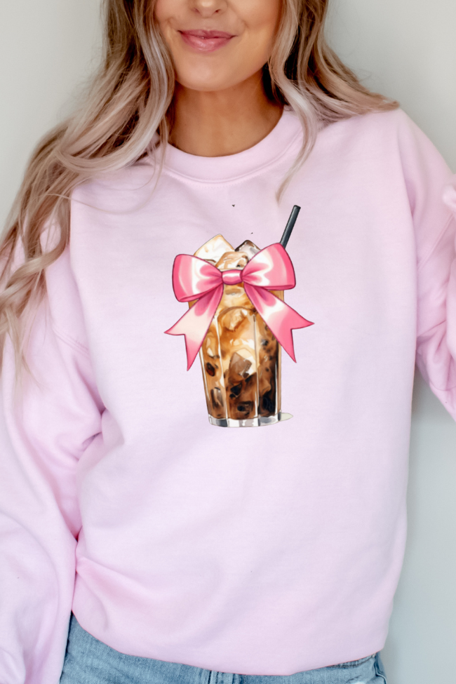 Iced Coffee Bow Graphic Sweatshirt