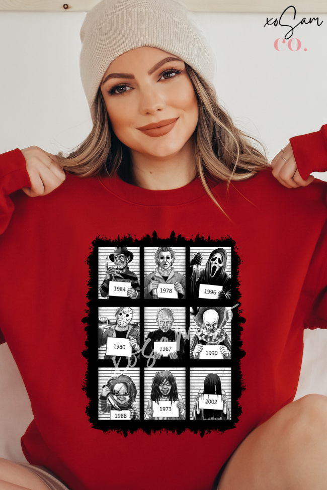 Horror Mug Shot Graphic Sweatshirt