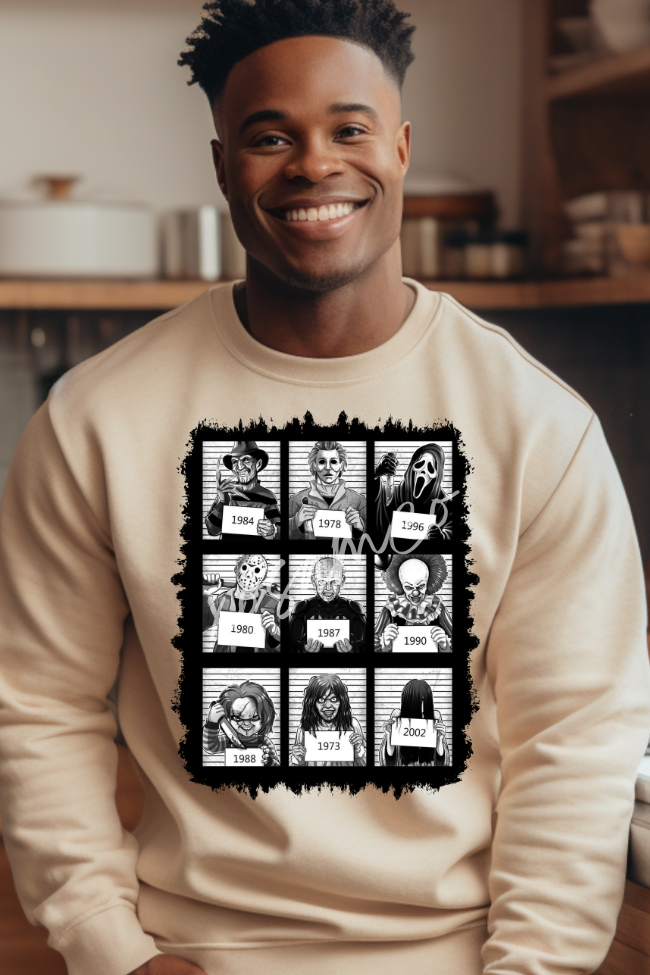 Horror Mug Shot Graphic Sweatshirt