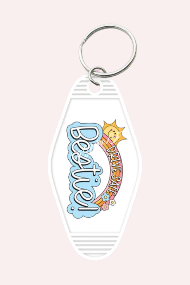 Drive Safe Bestie Keychain