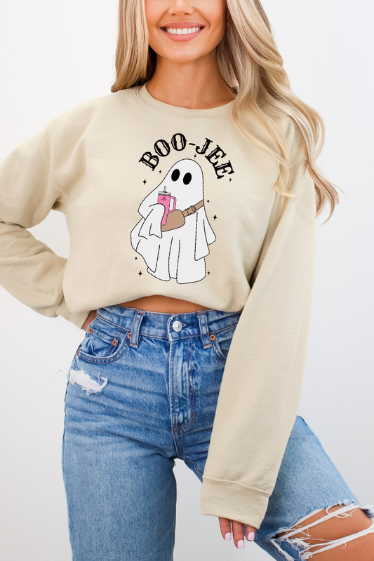 Boo Jee White Ghost Graphic Sweatshirt