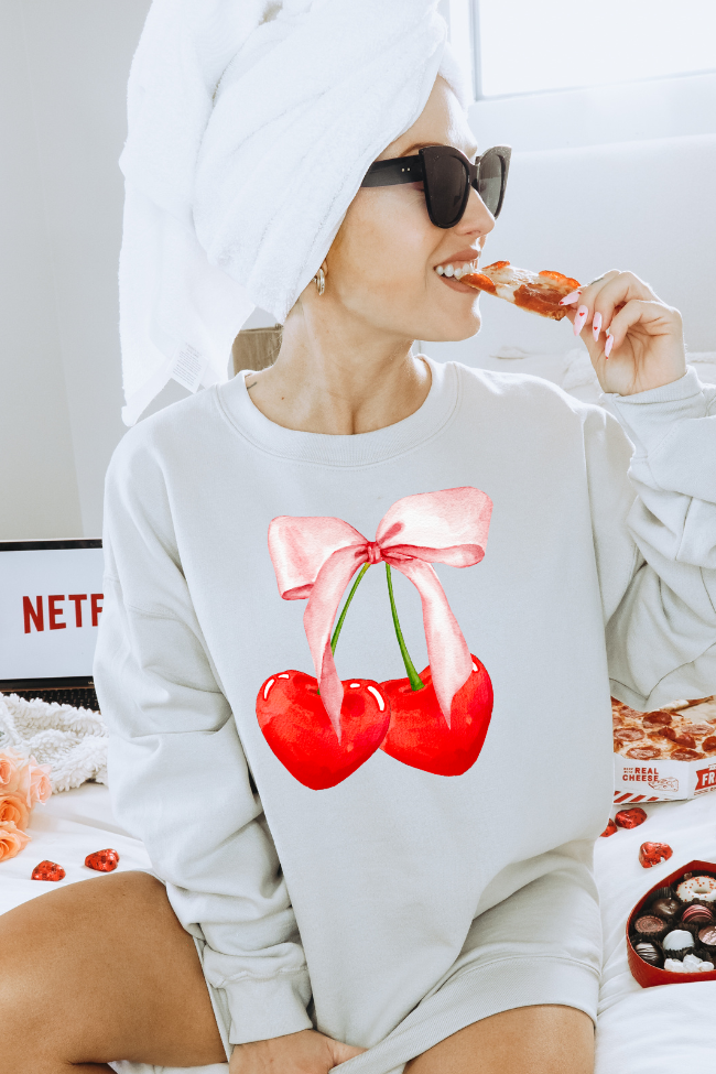 Cherries Heart Graphic Sweatshirt