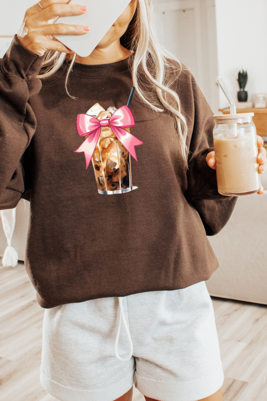 Iced Coffee Bow Graphic Sweatshirt