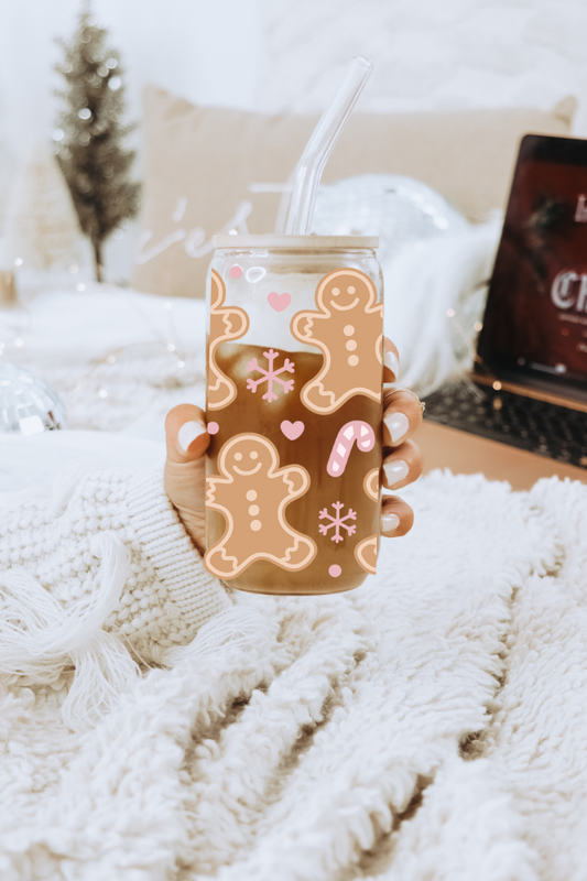 Gingerbread Peppermint Glass Can