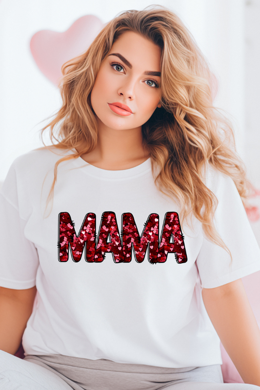 MAMA Faux Sequin Graphic Tee