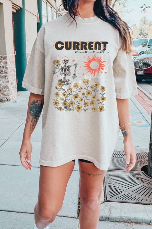 Current Mood Flower Skeleton Graphic Tee