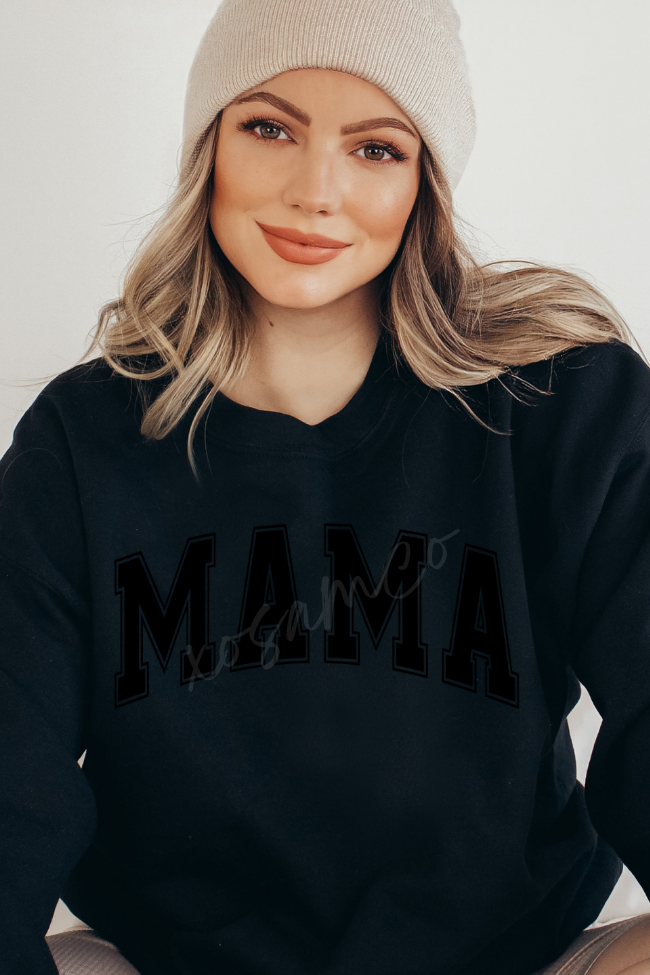 MAMA Varsity Puff Print Graphic Sweatshirt