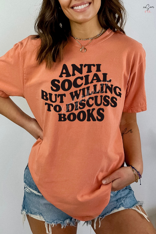 Anti Social But Willing To Discuss Books Graphic Tee