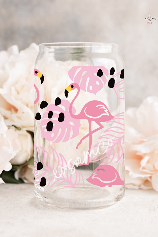 Flamingo Glass Can