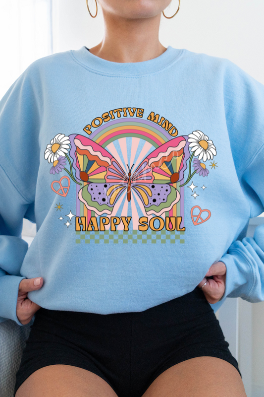 Positive Mind Happy Soul Graphic Sweatshirt