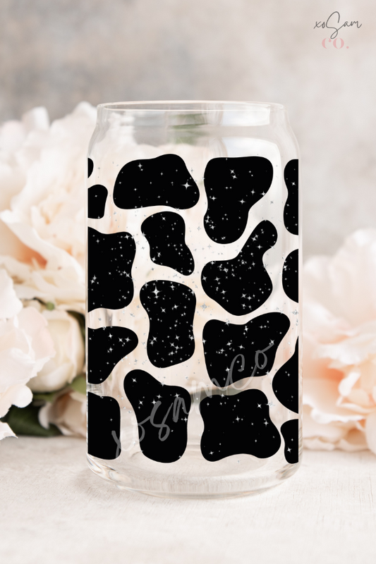 Shimmer Cow Glass Can