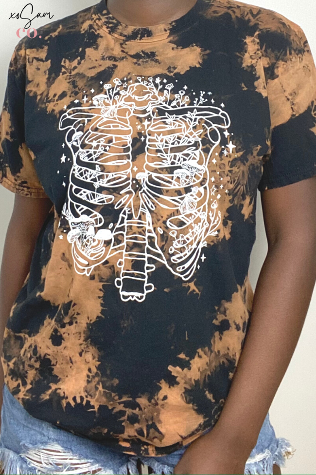 Blooming Torso Bleach Dye Graphic Tee