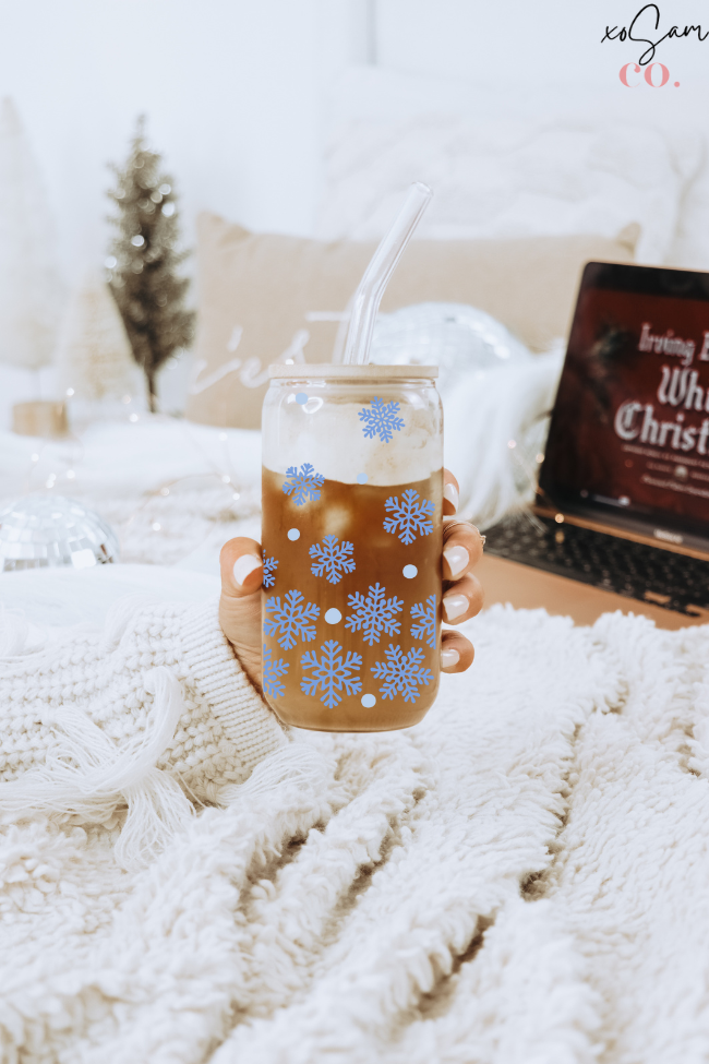 Snowflakes Cold Color Changing Glass Can