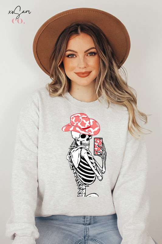 Cowgirl Skelly Selfie Graphic Sweatshirt