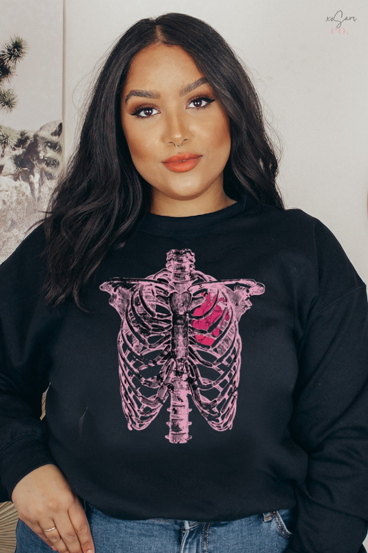 Skeleton Red Heart Torso Graphic Sweatshirt