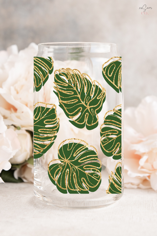 Monstera Cold Color Changing Glass Can