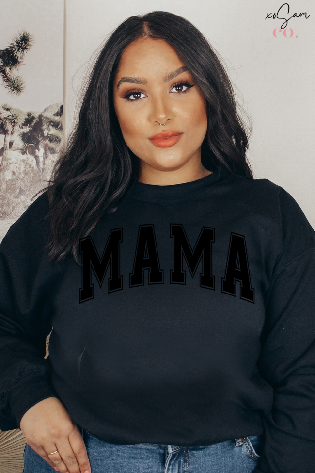 MAMA Varsity Puff Print Graphic Sweatshirt